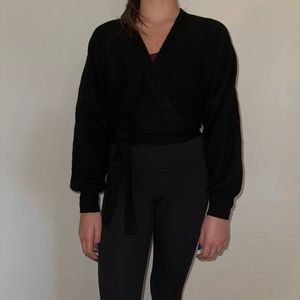 open edit black knit wrap sweater size XXS